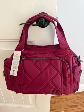 Lug Quilted Medium Satchel with Crossbody Strap -Rumble